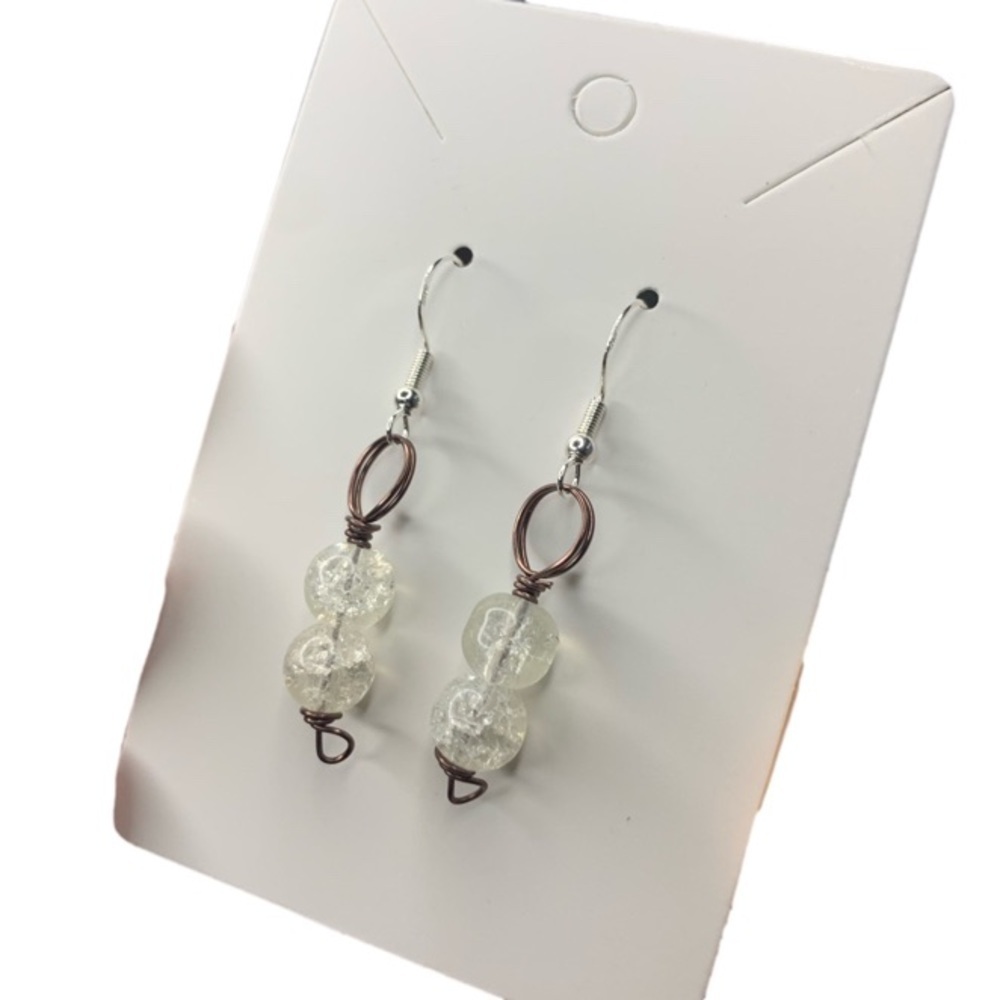 Clear sea glass handmade earrings